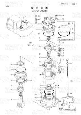 9118328 EX60-3 Catalogue des pièces moteurs de l'excavatrice à entraînement pivotant avec réducteur d'engrenages planétaires