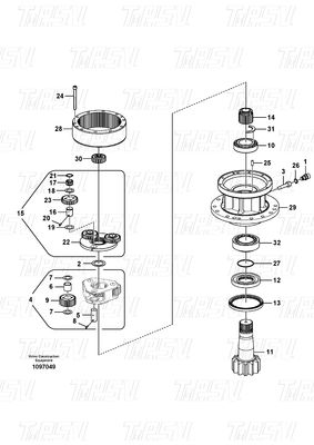 EC140B Réducteur de balancement planétaire pour excavateur pour Volvo Catalogue VOE14507900