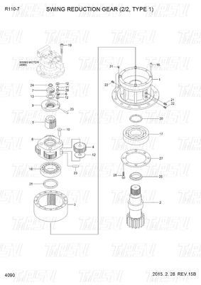 R110-7 Noir OEM pièces de moteur à entraînement pivotant pour excavatrice Catalogue 31N4-10140