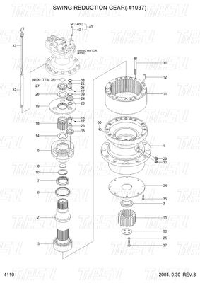 R210-7 Hyundai Excavator Boîte à engrenages pivotants Catalogue 31N6-10150 Réducteur planétaire