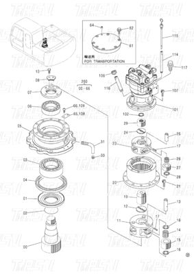 Bolt On Steel Planétaire Excavator Balance boîte de vitesses Drive Catalogue 9196343 ZX120