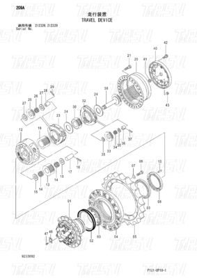 Catalogue de l'entraînement final hydraulique ZX200-3 pour les excavatrices 9233692 9261222