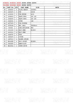 Excavateur noir ZX330 ZX350 ZX360 ZX370 Catalogue de conduite de moteur de voyage Unité hydraulique 9190221 9190222 9212584 9232360