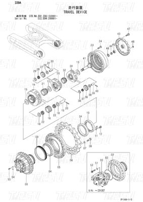 Excavateur noir ZX330 ZX350 ZX360 ZX370 Catalogue de conduite de moteur de voyage Unité hydraulique 9190221 9190222 9212584 9232360