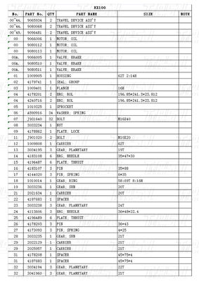 9065934 9080068 9096481 Excavateur moteurs de déplacement Catalogue moteurs hydrauliques de déplacement EX100
