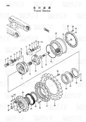 Réducteur planétaire en acier EX120-2 Catalogue du moteur de déplacement de la pelle 9091652 9116399 9116400 9116401