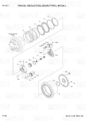 Dispositif personnalisable XKAY-01867 R110-7 Excavator Travel Drive avec réducteur planétaire et boulon sur le système