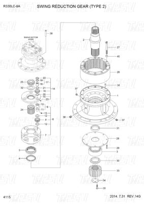 31Q9-19140 R330-9 Swing Drive Catalogue Boîte de vitesses pour les moteurs hydrauliques