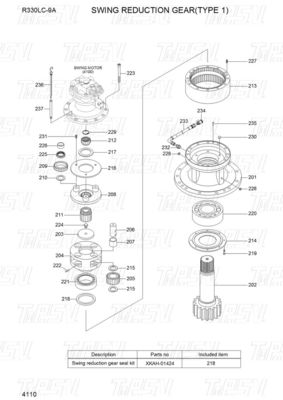 Réducteur planétaire noir Excavateur Swing Reducteur Excavateur Moteur de déplacement