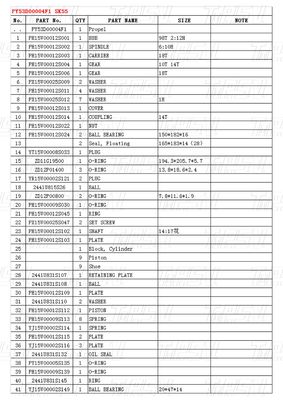 Varié en fonction du modèle PY53D00004F1 SK55 Catalogue des entraînements de déplacement des excavatrices