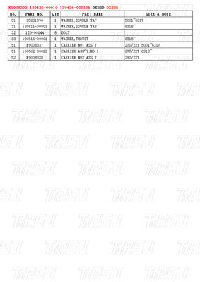 OEM Boulons en acier sur moteur pivotant pour Hitachi K1038203 130426-00010 130426-00010A Catalogue de l'entraînement pivotant de l'excavateur DX225