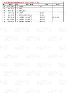 Catalogue de l'entraînement pivotant des excavatrices DX300 avec différentes capacités de modèles d'excavatrices