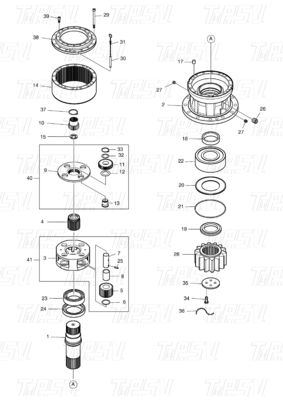 Catalogue de l'entraînement pivotant des excavatrices DX300 avec différentes capacités de modèles d'excavatrices