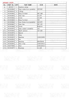 Boulons personnalisés sur JRC0007 JS220 Catalogue de l' entraînement pivotant de l' excavateur en stock