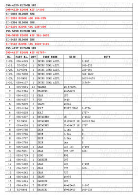 Acier noir sur mesure 096-4329 5I-5393 5I-5394 096-5898 5I-5492 099-4137 E200B Catalogue de réparation de broyeurs
