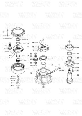 099-3553 E200B Catalogue des pièces de pièces pour le système hydraulique de déplacement du moteur swing