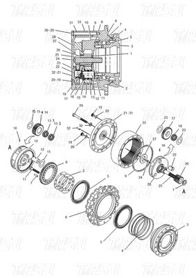 Acier économique 114-1484 E320B Excavateur Voyage Drive Catalogue Moteur Drive Pour l'énergie / l'exploitation minière