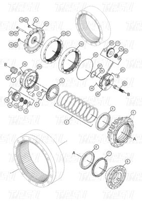 Acier OEM 227-6949 296-6299 353-0611 523-0574 353-0615 E320D Excavateur Voyage Drive Catalogue Assemblage de boîte de vitesses